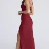 Lini Deep Red Stretch Mesh Corset Maxi Dress
