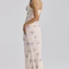 Lini Ivory Sweet Peony Print Stretch Mesh Maxi Dress