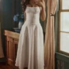 Liora White Cotton Broderie Anglaise Trim Midi Sundress