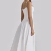 Liora White Cotton Broderie Anglaise Trim Midi Sundress