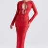 Lisandra Red Lace Maxi Dress