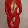 Lisandra Red Lace Maxi Dress
