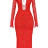 Lisandra Red Lace Maxi Dress