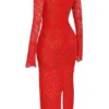 Lisandra Red Lace Maxi Dress