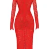 Lisandra Red Lace Maxi Dress