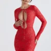 Lisandra Red Lace Maxi Dress