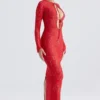 Lisandra Red Lace Maxi Dress