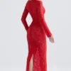 Lisandra Red Lace Maxi Dress