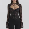 Lisette Black Lace Corset Top with Bolero