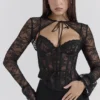 Lisette Black Lace Corset Top with Bolero