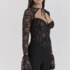 Lisette Black Lace Corset Top with Bolero