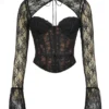 Lisette Black Lace Corset Top with Bolero