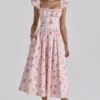 Livia Pink Vintage Rose Cotton Midi Sundress