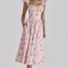 Livia Pink Vintage Rose Cotton Midi Sundress