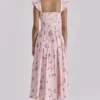 Livia Pink Vintage Rose Cotton Midi Sundress