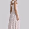 Livia White Rose Print Cotton Midi Sundress