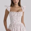 Livia White Rose Print Cotton Midi Sundress