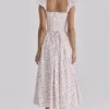 Livia White Rose Print Cotton Midi Sundress