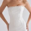 Livie White Cotton Broderie Strapless Corset Top