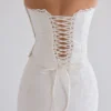 Livie White Cotton Broderie Strapless Corset Top
