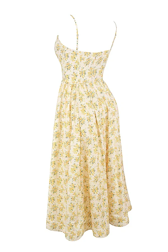Lolita Buttercup Vintage Floral Print Cotton Corset Sundress