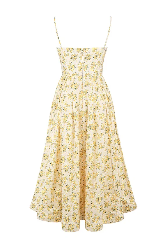 Lolita Buttercup Vintage Floral Print Cotton Corset Sundress