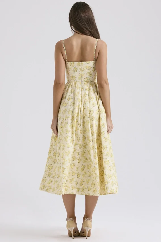 Lolita Buttercup Vintage Floral Print Cotton Corset Sundress