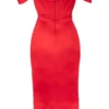 Loretta Red Satin Off Shoulder Dress