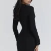Lotus Black Crepe Keyhole Silhouette Mini Dress