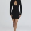 Lotus Black Crepe Keyhole Silhouette Mini Dress