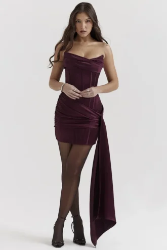 Loubella Mulberry Strapless Corset Dress