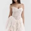 Louisa Vintage Cream Lace Mini Dress