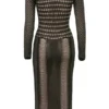 Loula Black Plunge Midi Dress