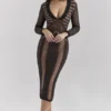 Loula Black Plunge Midi Dress