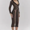 Loula Black Plunge Midi Dress