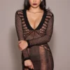 Loula Black Plunge Midi Dress