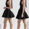 Loulette Black Halter Neck Bow Mini Dress