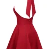 Loulette Red Halter Neck Bow Mini Dress
