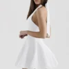 Loulette White Halter Neck Bow Mini Dress
