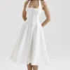 Loulou Ivory Halter Neck Midi Dress