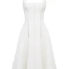 Loulou Ivory Halter Neck Midi Dress