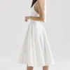 Loulou Ivory Halter Neck Midi Dress