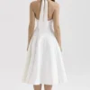 Loulou Ivory Halter Neck Midi Dress