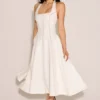 Loulou Ivory Halter Neck Midi Dress