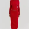Lourdes Scarlet Cashmere Blend Maxi Skirt