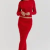Lourdes Scarlet Cashmere Blend Maxi Skirt