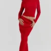 Lourdes Scarlet Cashmere Blend Maxi Skirt