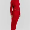 Lourdes Scarlet Cashmere Blend Maxi Skirt