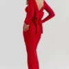 Lourdes Scarlet Cashmere Blend Maxi Skirt