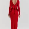 Lourdes Scarlet Cashmere Blend Maxi Skirt